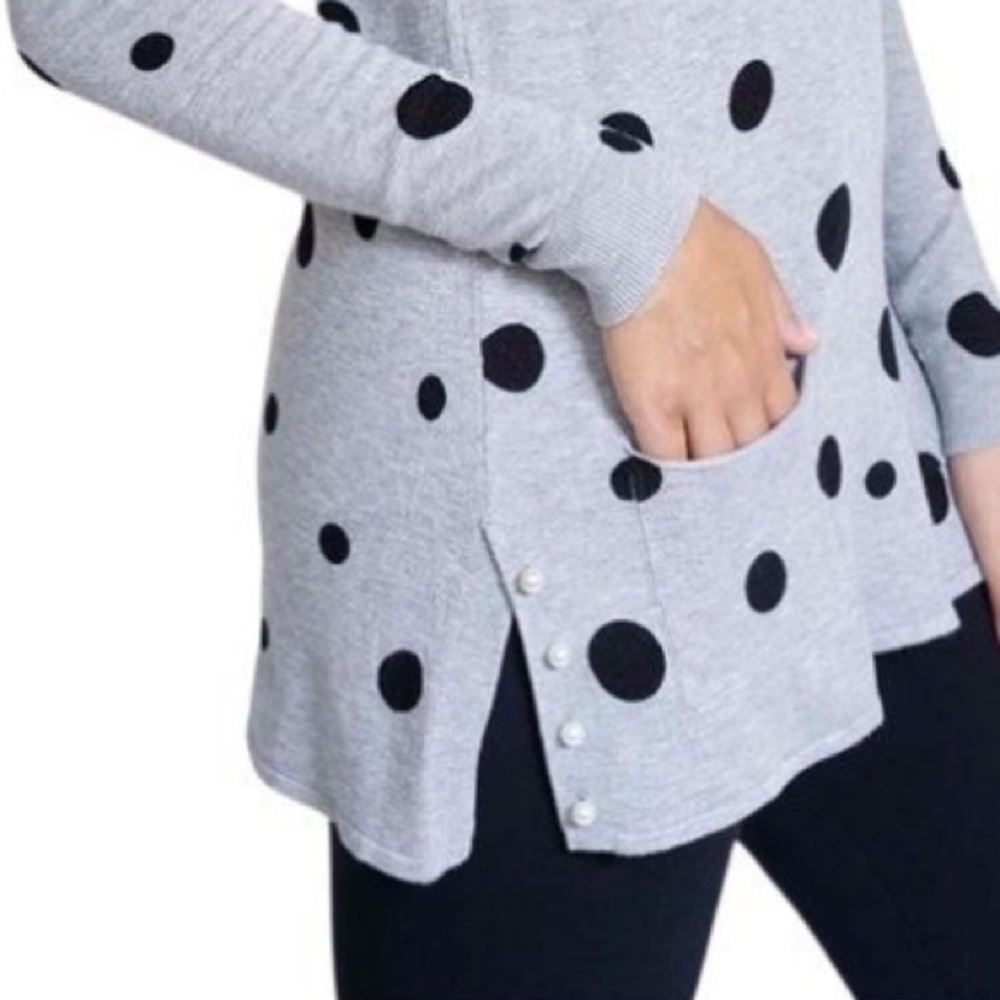 Raffinalla Polka dot sweater with pearls. Grey. Small